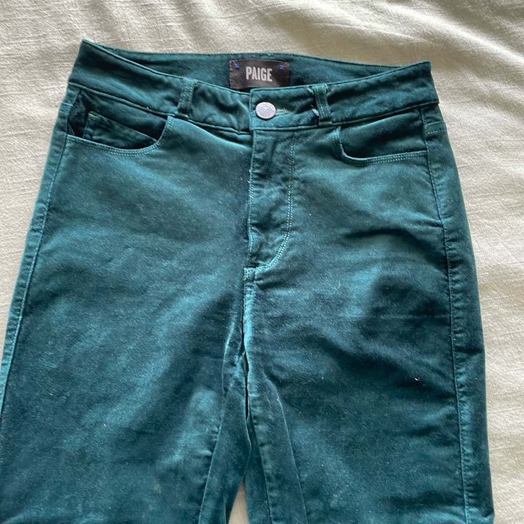 Paige Emerald Green Velvet Pants